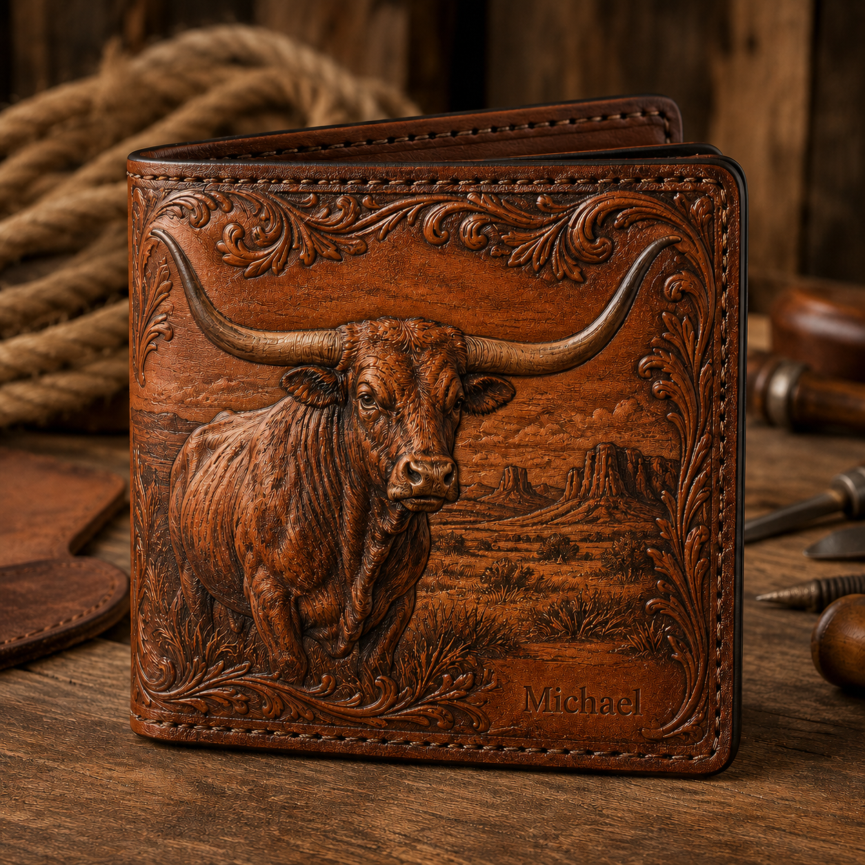 Personalized Heritage & Outdoors Bifold Wallet for Men 🦅🦌