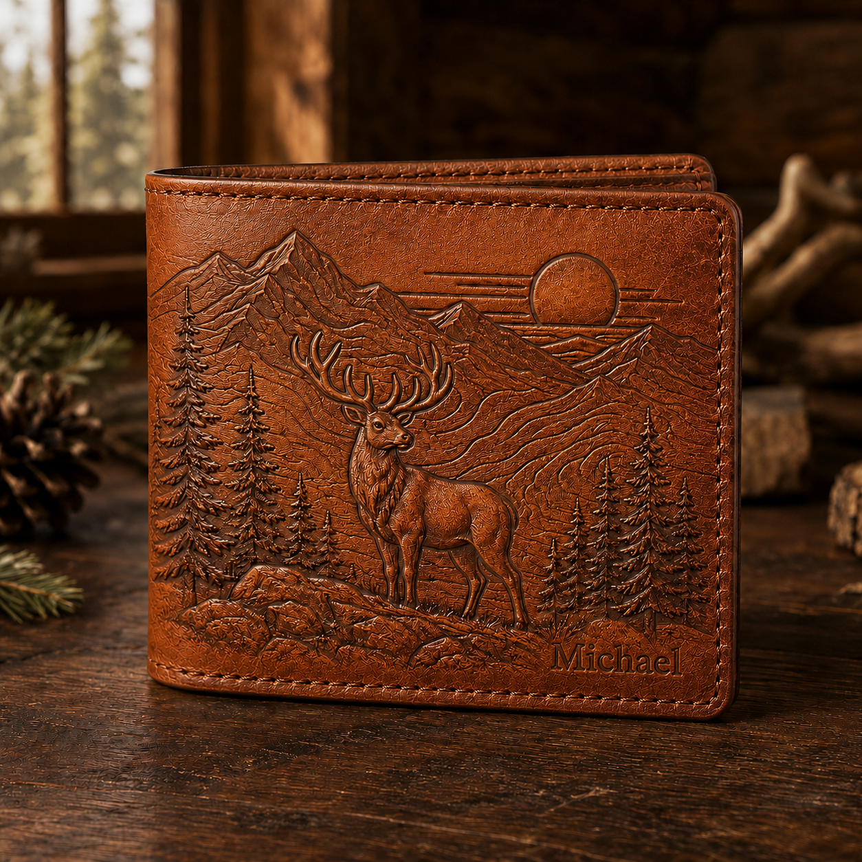 Personalized Heritage & Outdoors Bifold Wallet for Men 🦅🦌