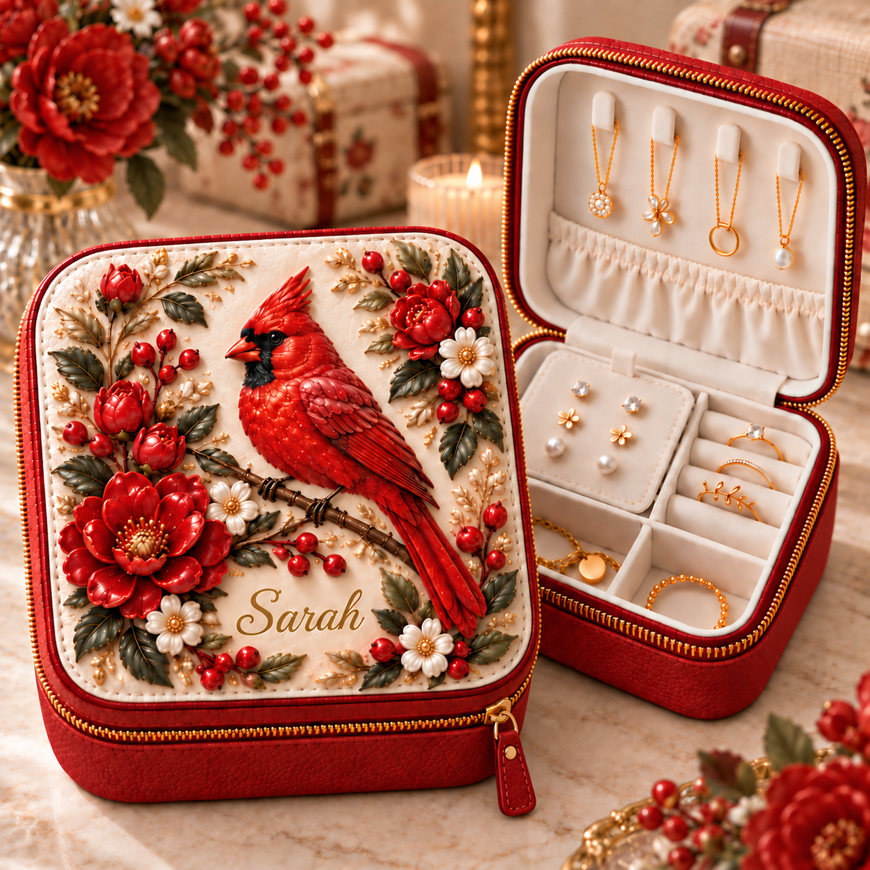 Personalized Nature-Inspired Travel Jewelry Case 🌸✨