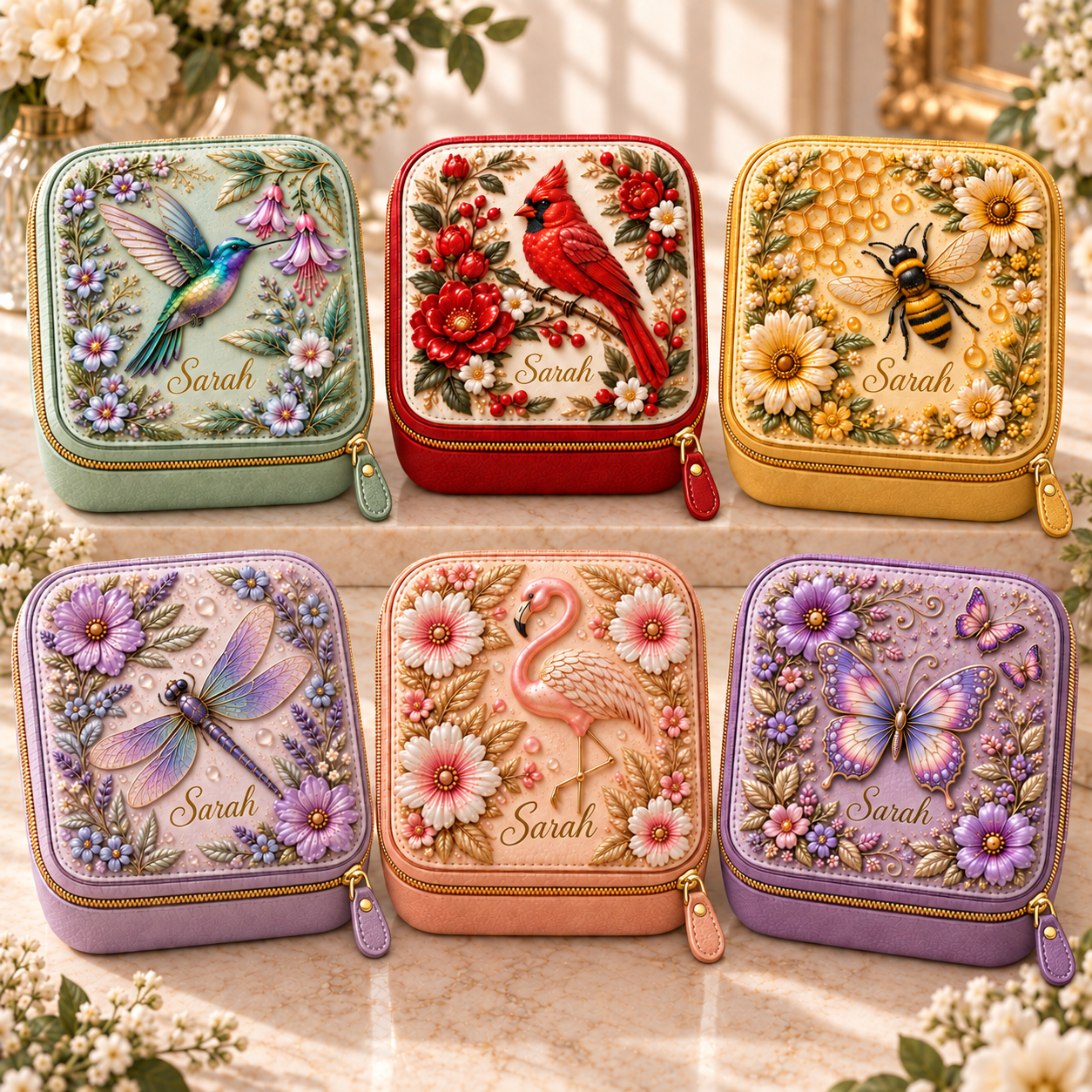 Personalized Nature-Inspired Travel Jewelry Case 🌸✨