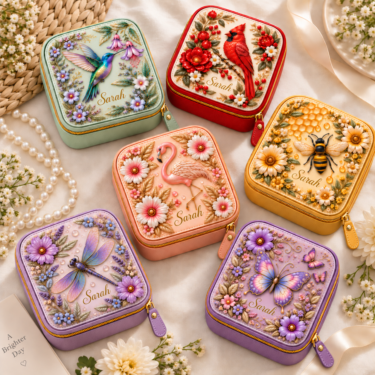 Personalized Nature-Inspired Travel Jewelry Case 🌸✨