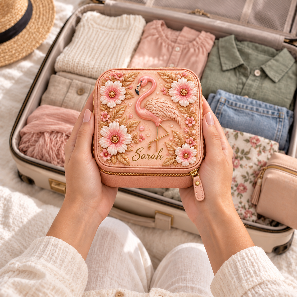 Personalized Nature-Inspired Travel Jewelry Case 🌸✨