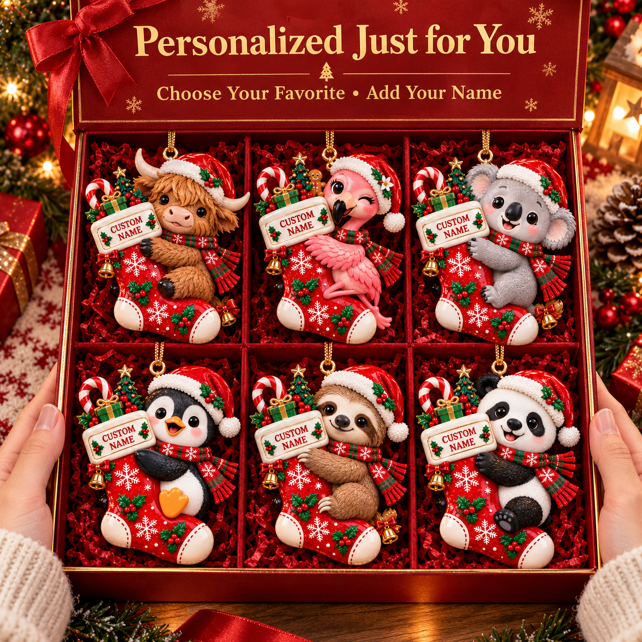 Personalized Christmas Stocking Animal Ornament 🎄🐼