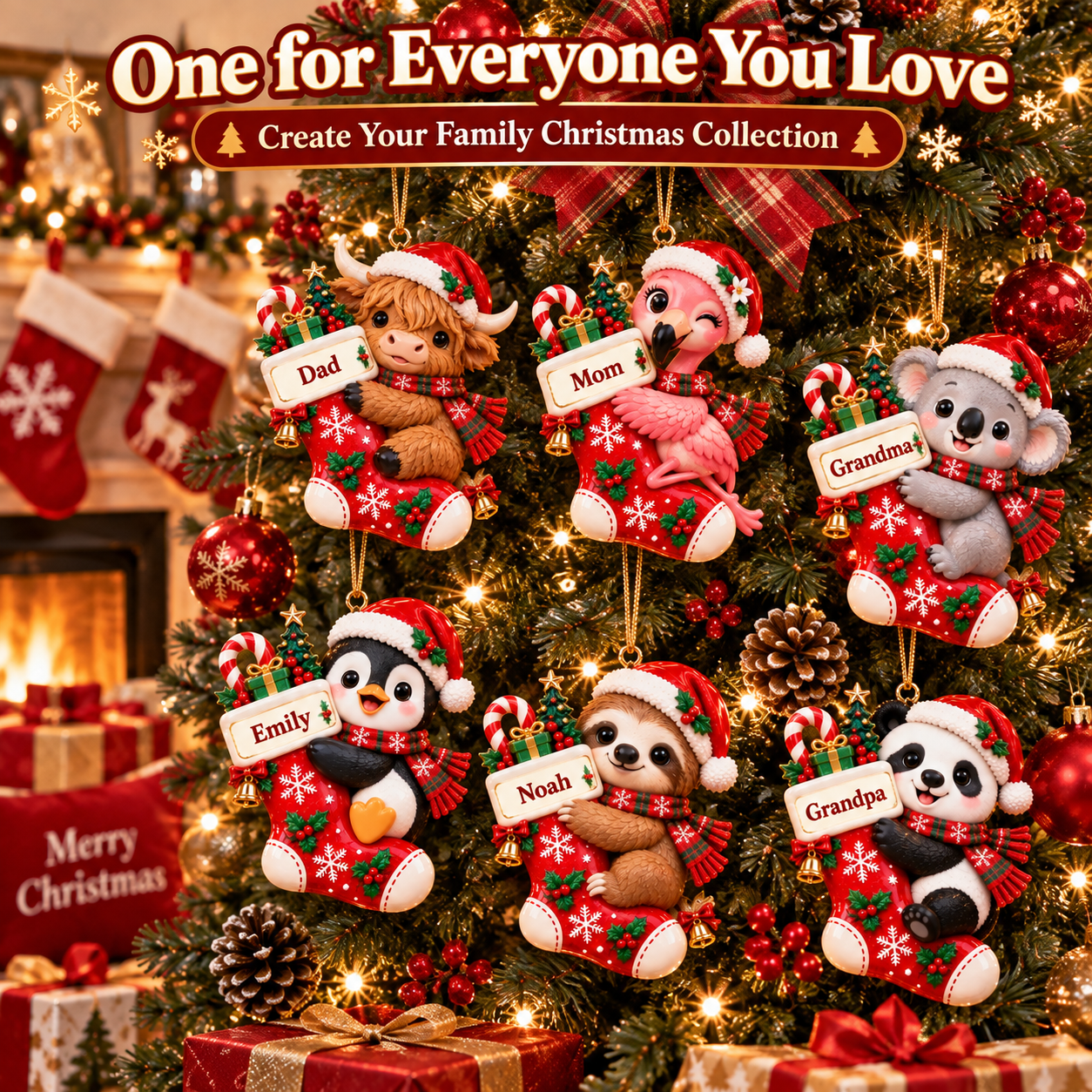 Personalized Christmas Stocking Animal Ornament 🎄🐼