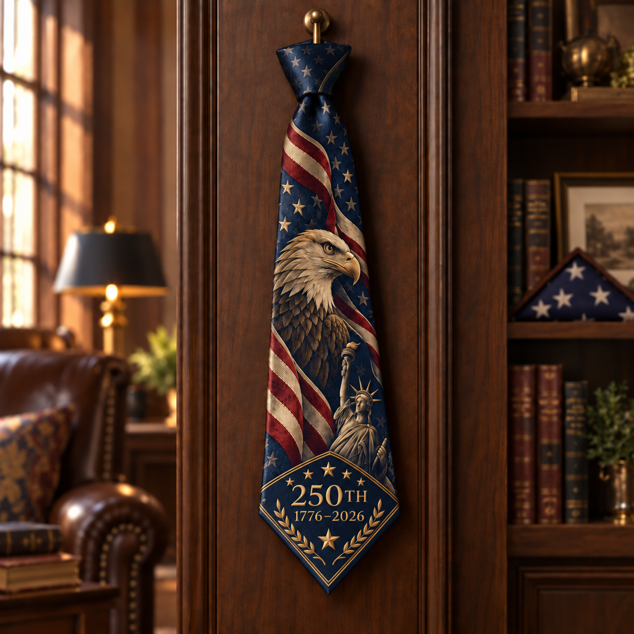 Personalized Patriotic Eagle Necktie & Pocket Square Set 🇺🇸🦅
