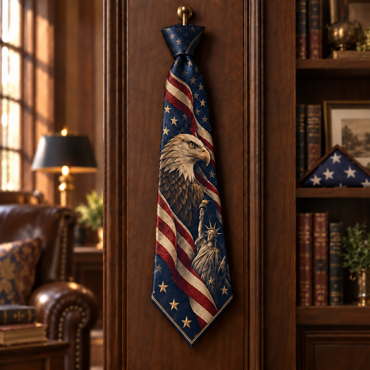 Personalized Patriotic Eagle Necktie & Pocket Square Set 🇺🇸🦅