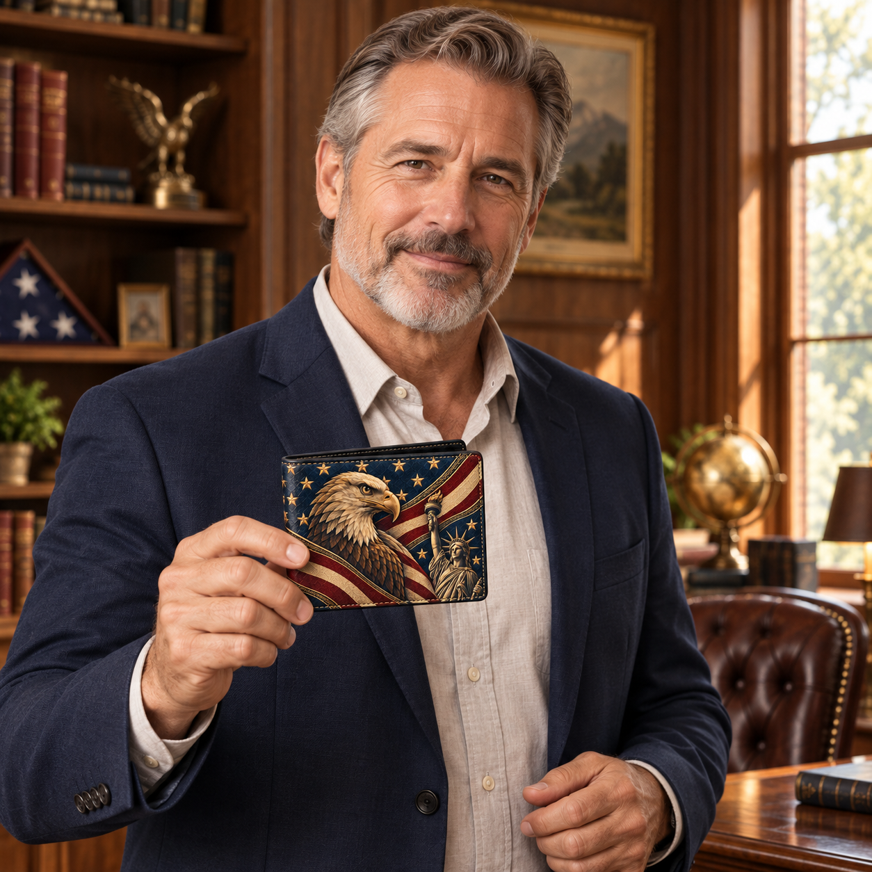 Personalized American Heritage Bifold Wallet for Men 🇺🇸