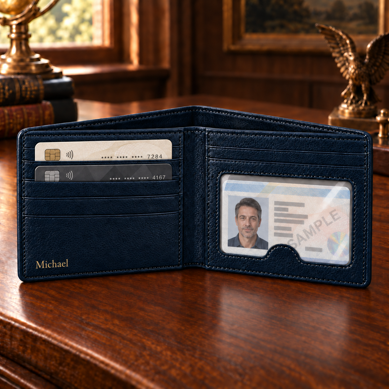 Personalized American Heritage Bifold Wallet for Men 🇺🇸