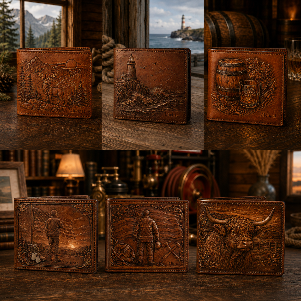 Personalized Heritage & Outdoors Bifold Wallet for Men 🦅🦌
