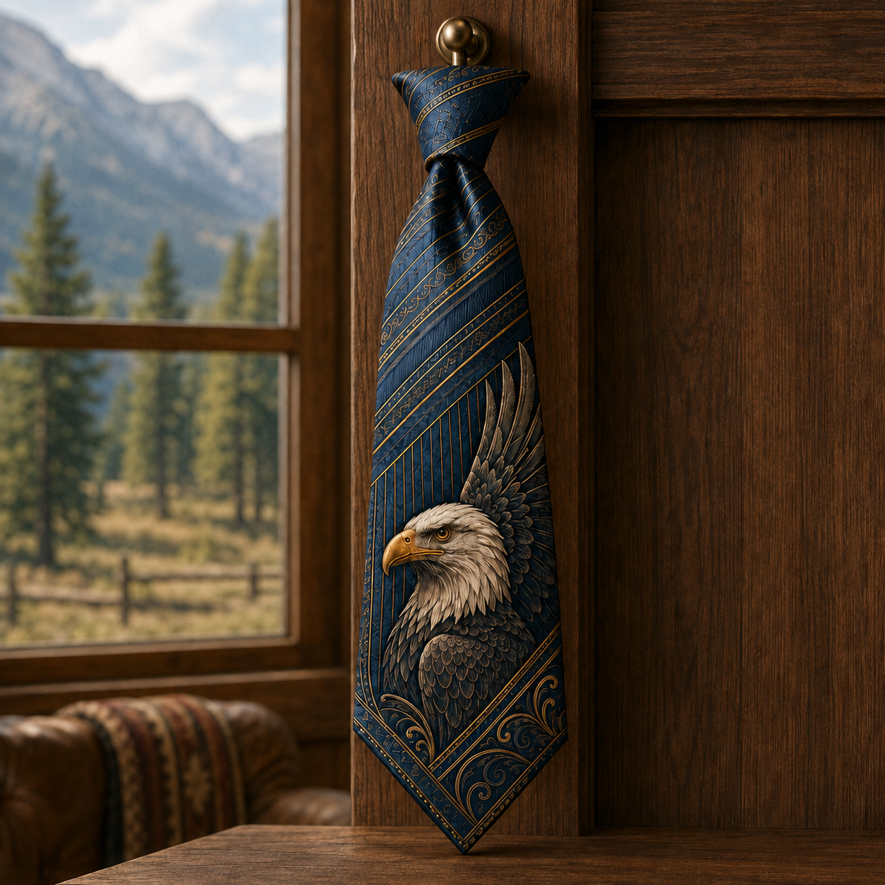 Personalized Patriotic Eagle Necktie & Pocket Square Set 🇺🇸🦅