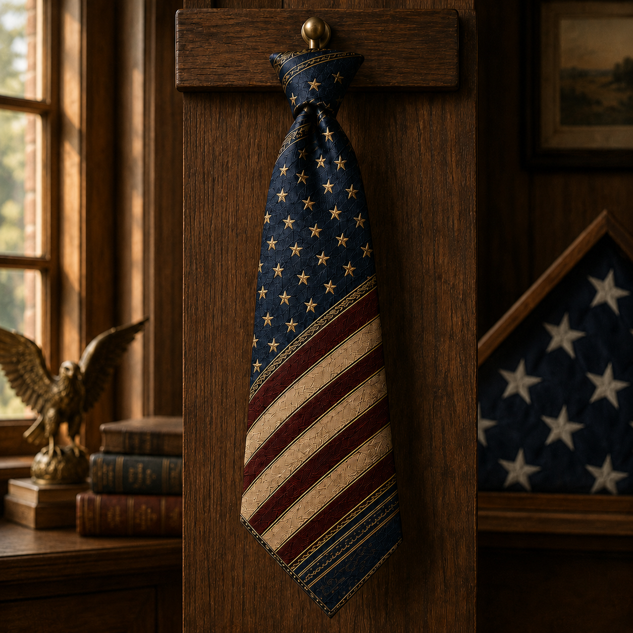 Personalized Patriotic Eagle Necktie & Pocket Square Set 🇺🇸🦅