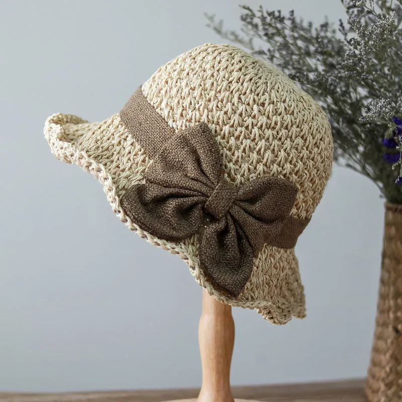 💖Elegant Crochet Straw Hat with Ruffle Detail