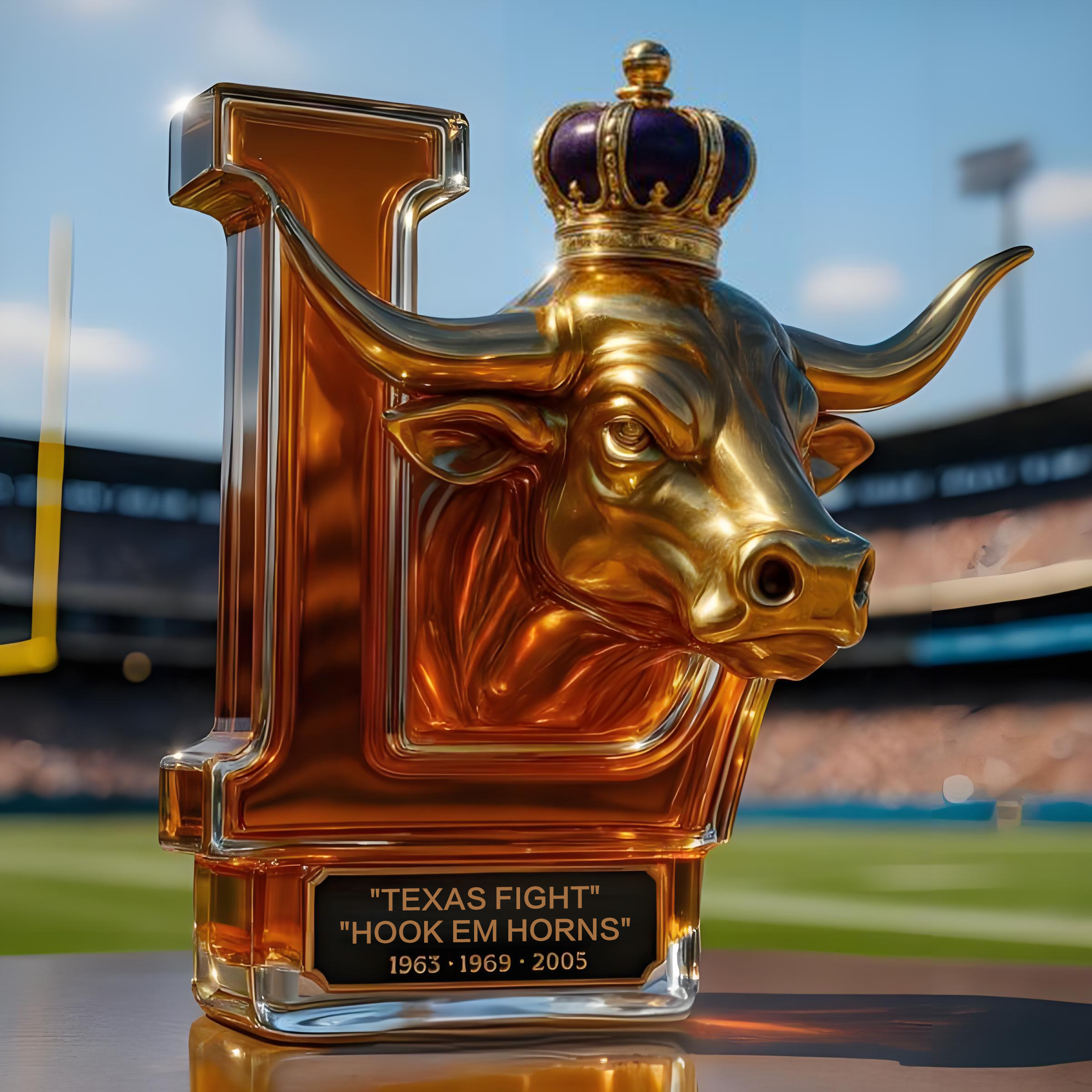 Texas Longhorns 3x NCAA Champions Whiskey Bottle