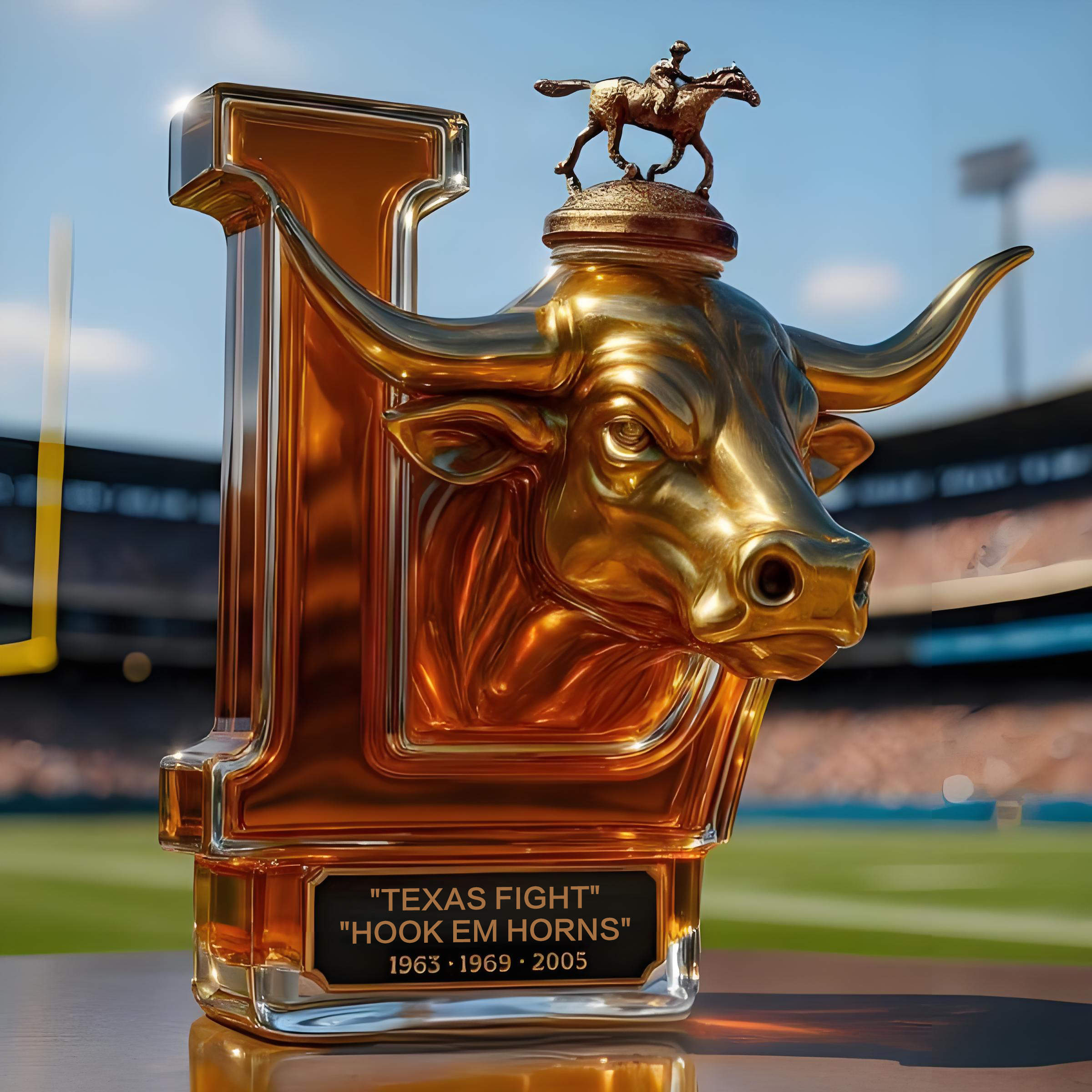 Texas Longhorns 3x NCAA Champions Whiskey Bottle