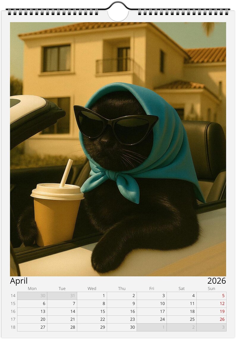 Sassy Rich Cats 2026 Wall Calendar