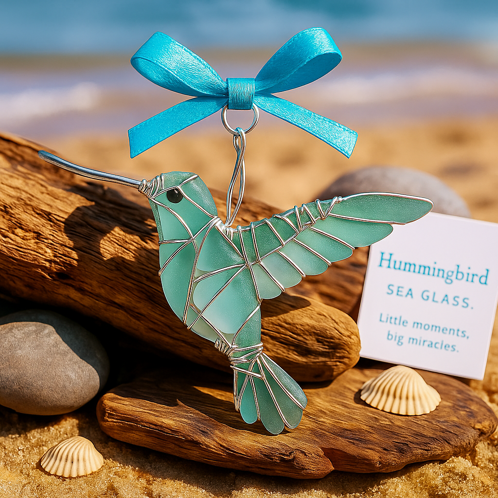 🌊Handmade Sea Glass Bird Ornament