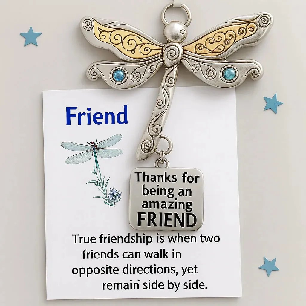 Friendship Dragonfly Ornament With Sentimental Quote -🌟 Gift for Best Friends
