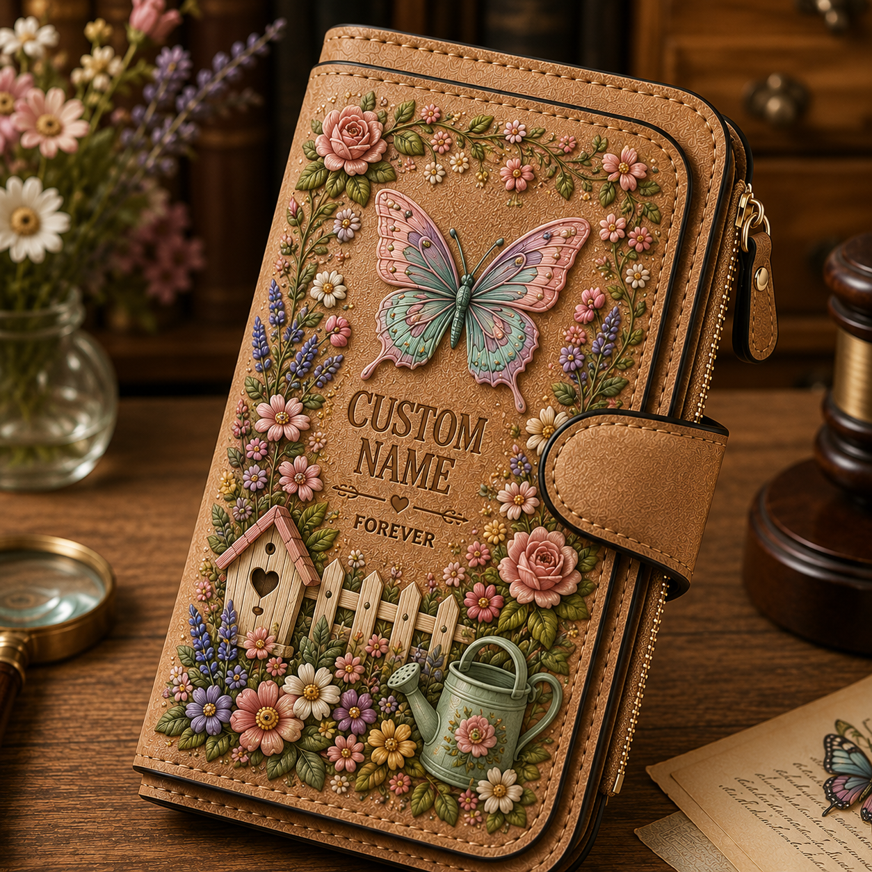 🌸Personalized Garden Embossed Wallet💛✨