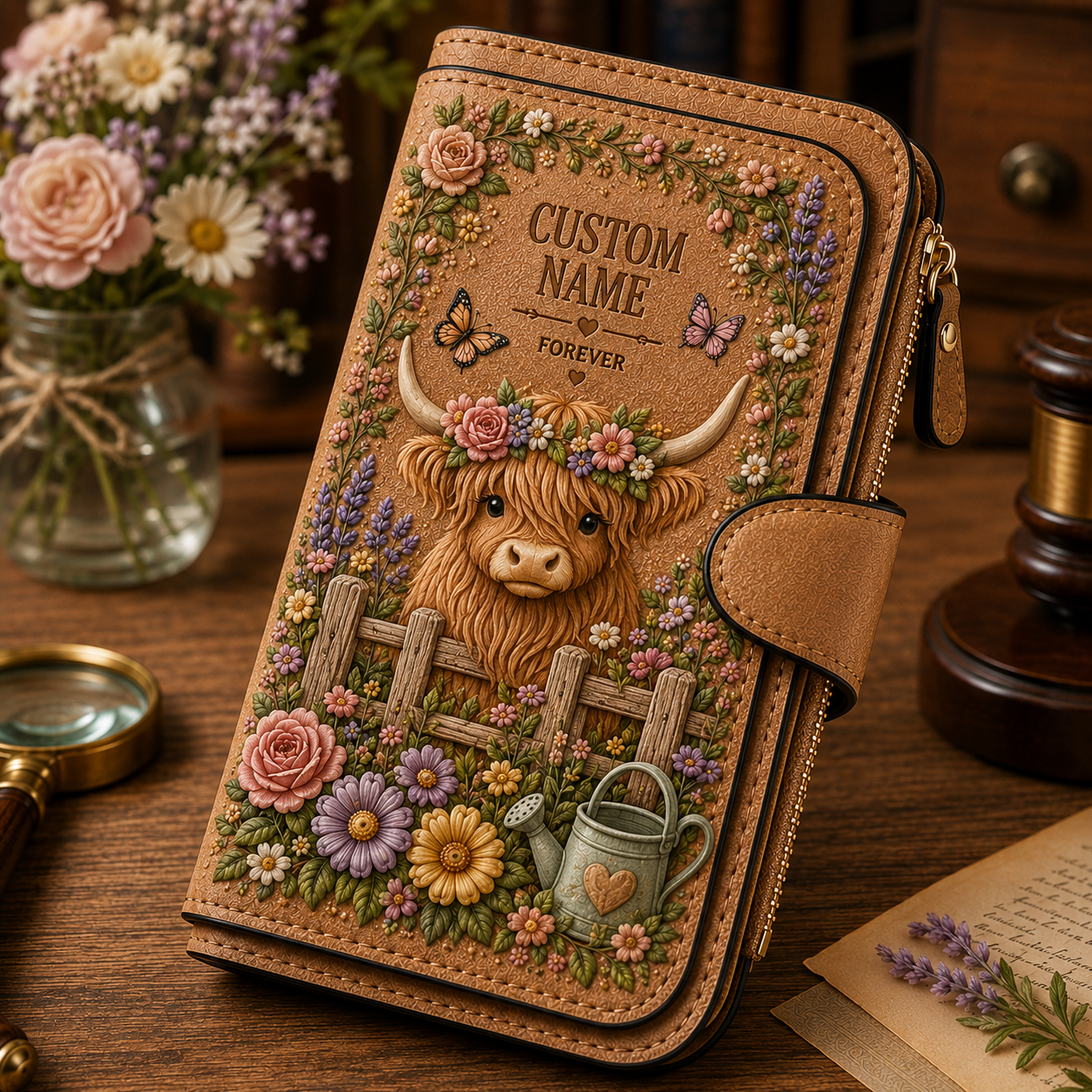🌸Personalized Garden Embossed Wallet💛✨