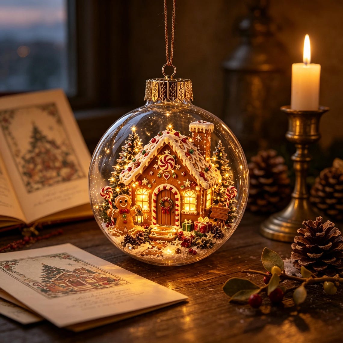🎄 Lighted 3D Christmas Globe Ornaments – Battery Operated Warm White LED Scene Baubles