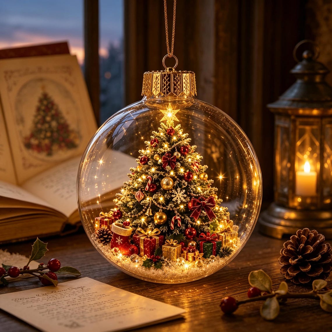 🎄 Lighted 3D Christmas Globe Ornaments – Battery Operated Warm White LED Scene Baubles