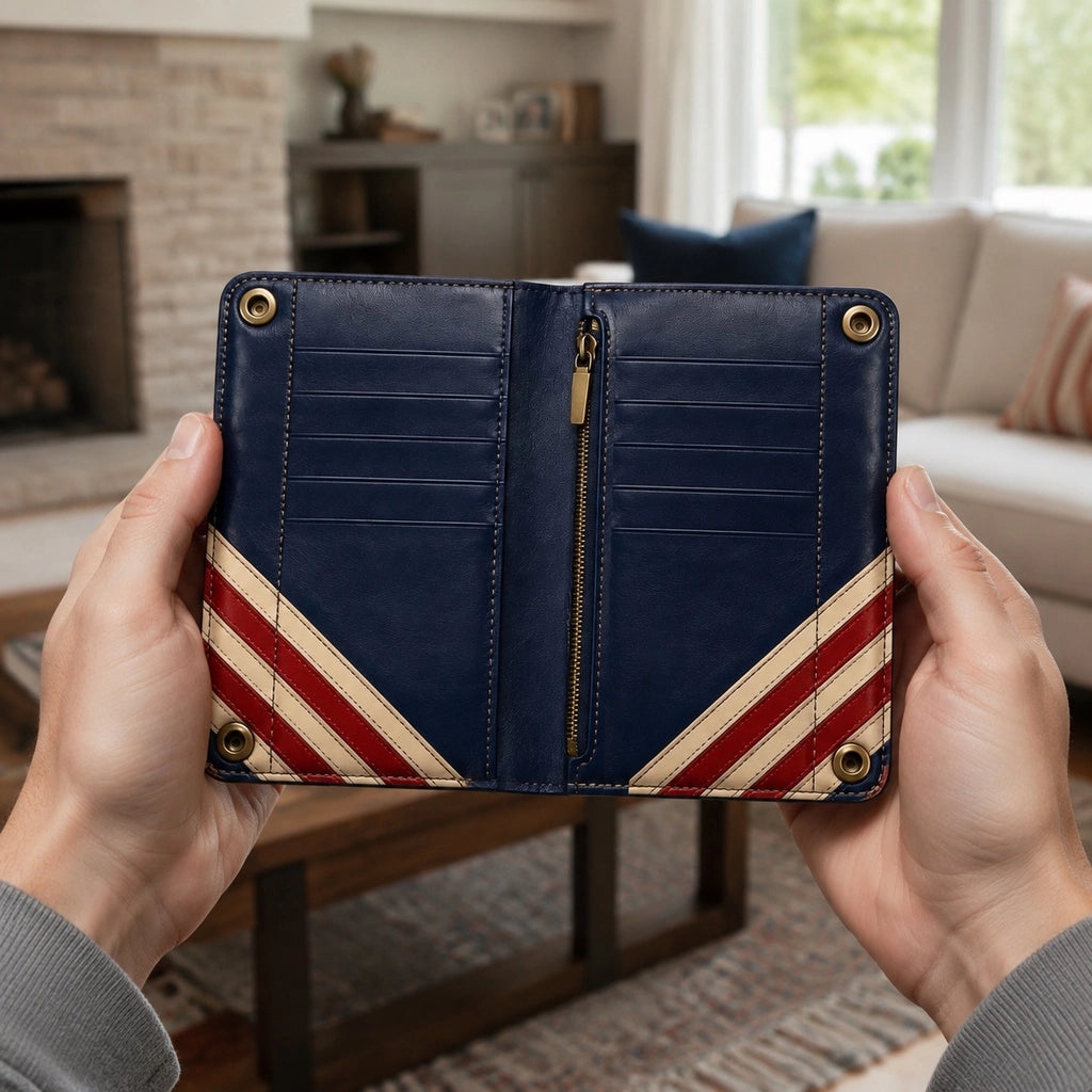 🦅 Personalized American Eagle Patriotic Trifold Wallet