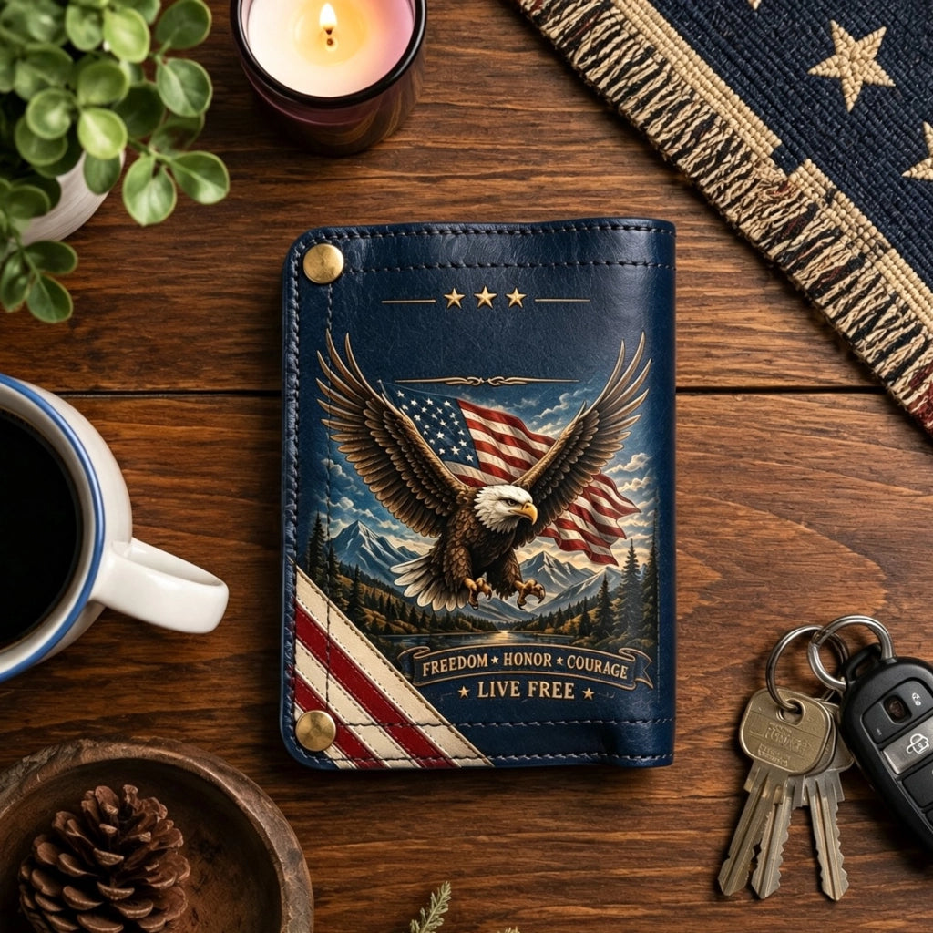 🦅 Personalized American Eagle Patriotic Trifold Wallet