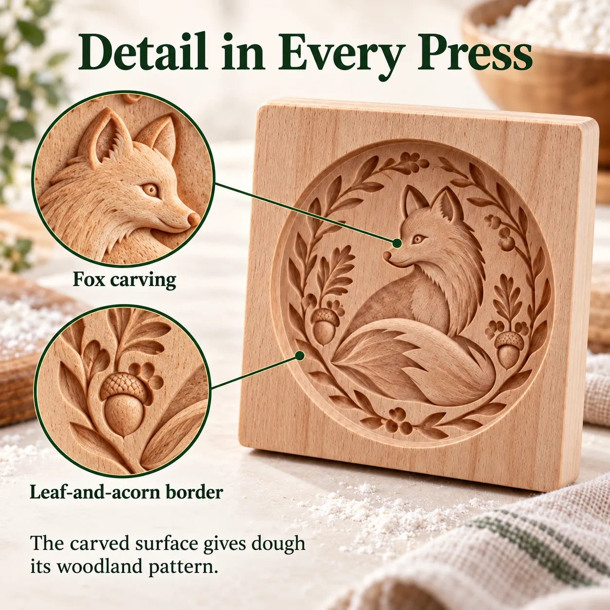 Wooden Woodland Animal Cookie Stamp & Mold 🌲🍪