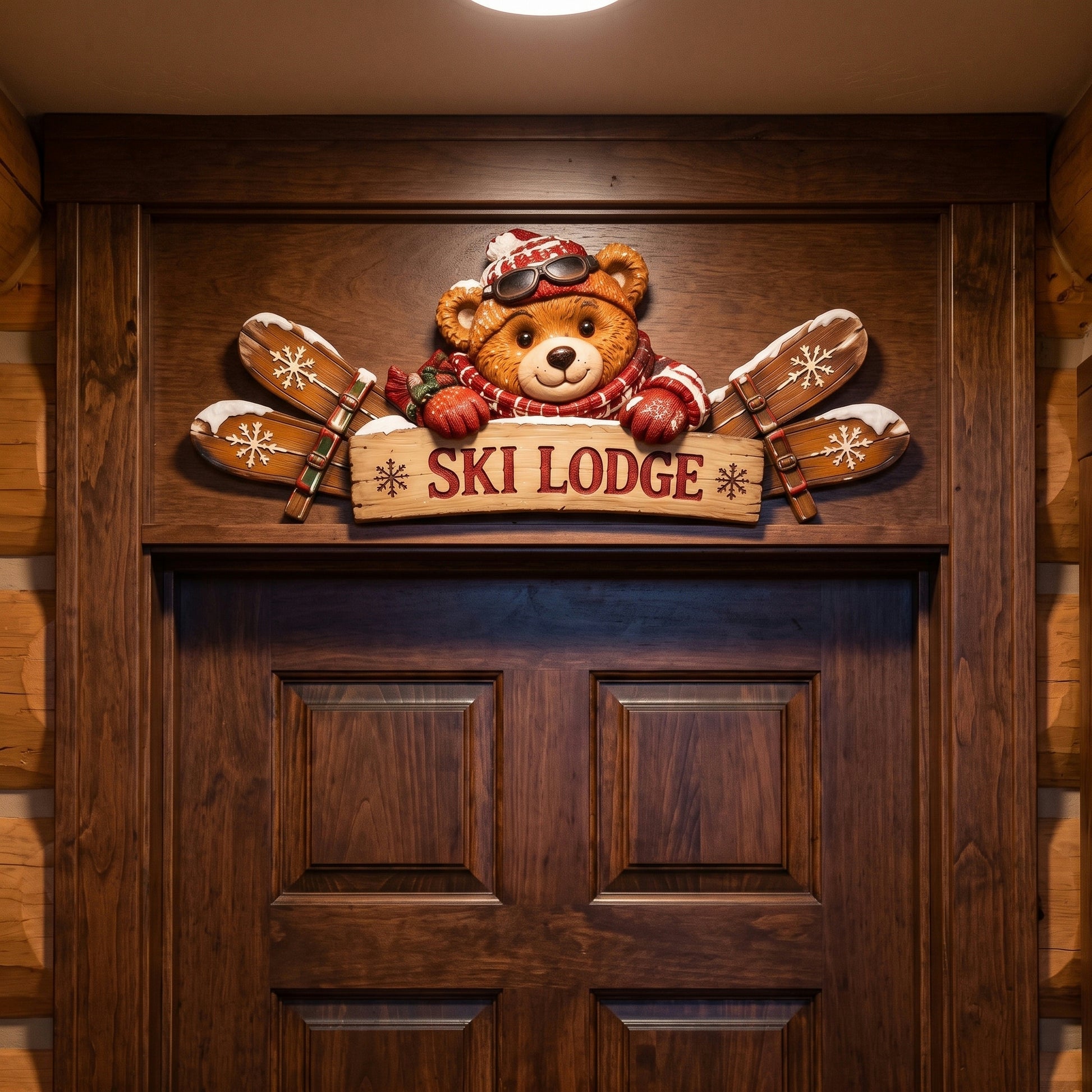 🎄 Rustic Winter Mountain Cabin Door Frame Decor 🎄