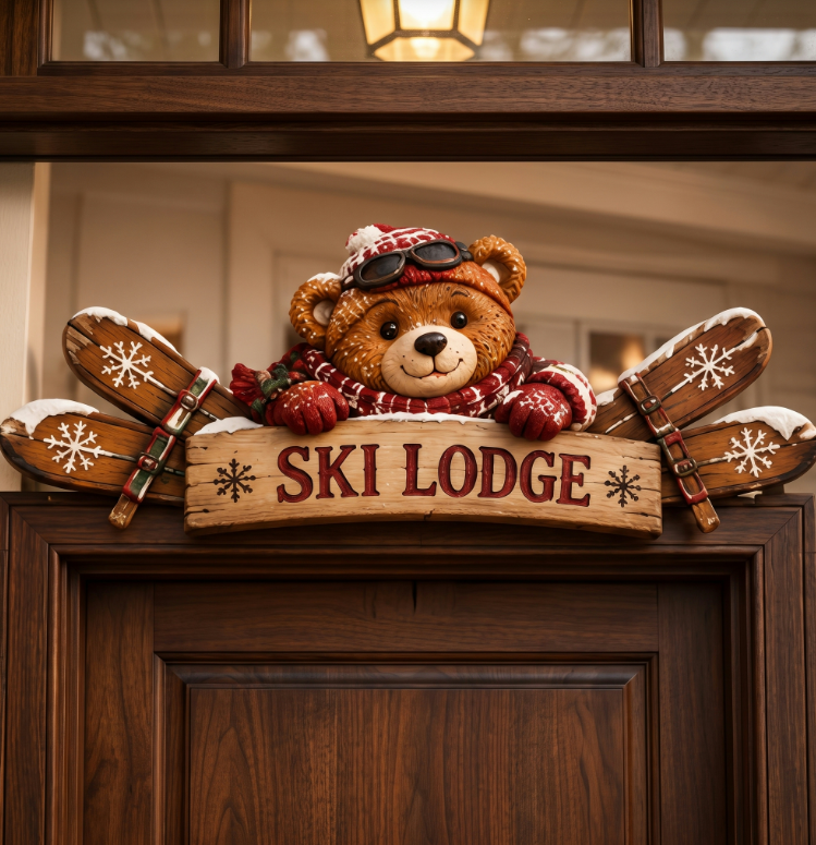 🎄 Rustic Winter Mountain Cabin Door Frame Decor 🎄