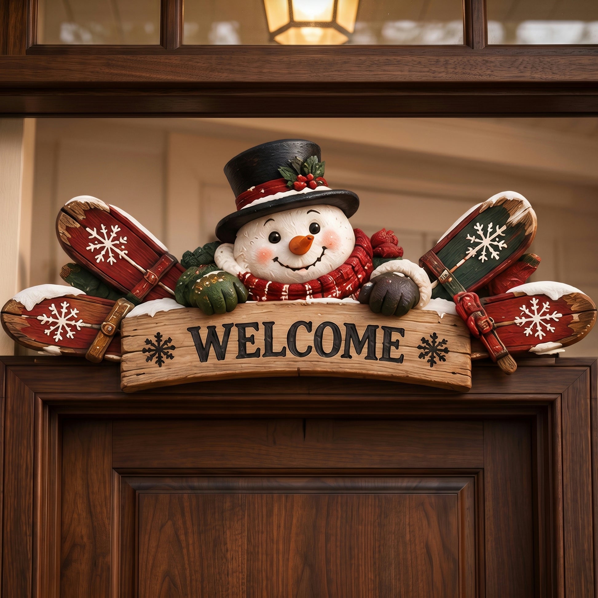 🎄 Rustic Winter Mountain Cabin Door Frame Decor 🎄