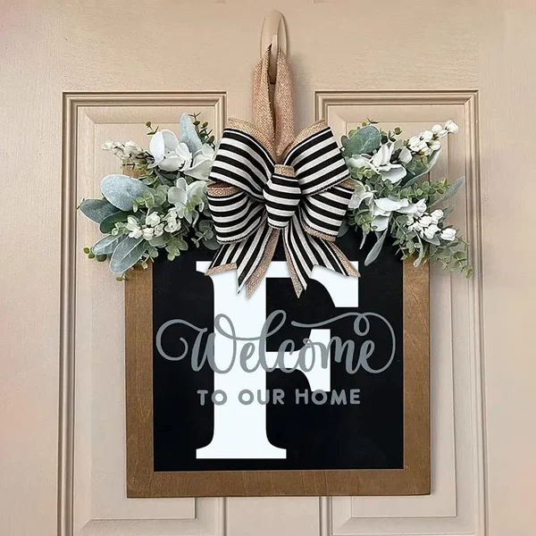 Last Name Year Round Front Door Wreath