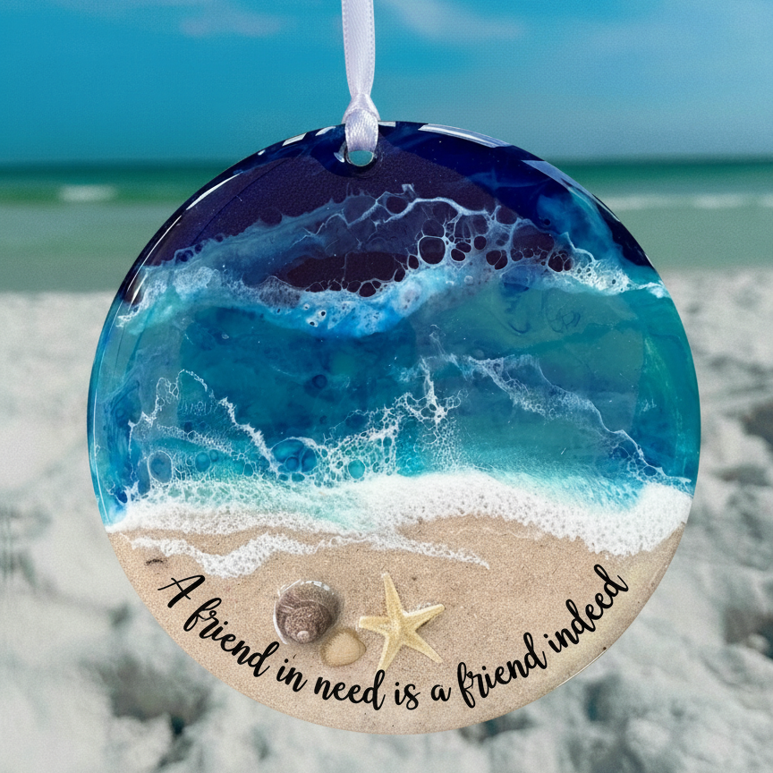 🌊✨ Handmade Ocean-Themed Epoxy Ornaments