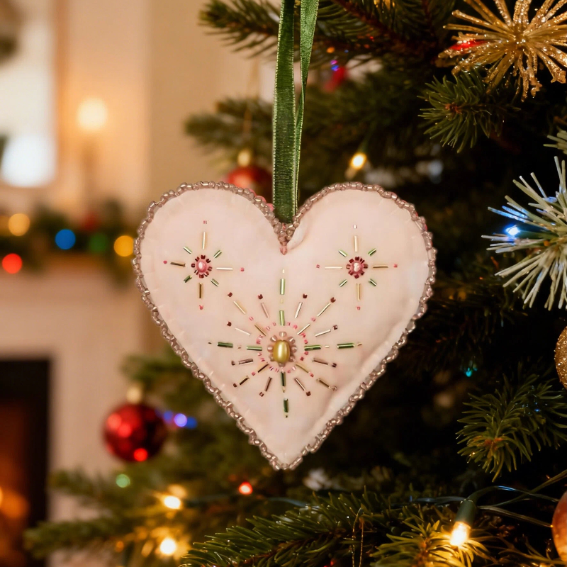 💖Handmade Beaded Heart Ornament