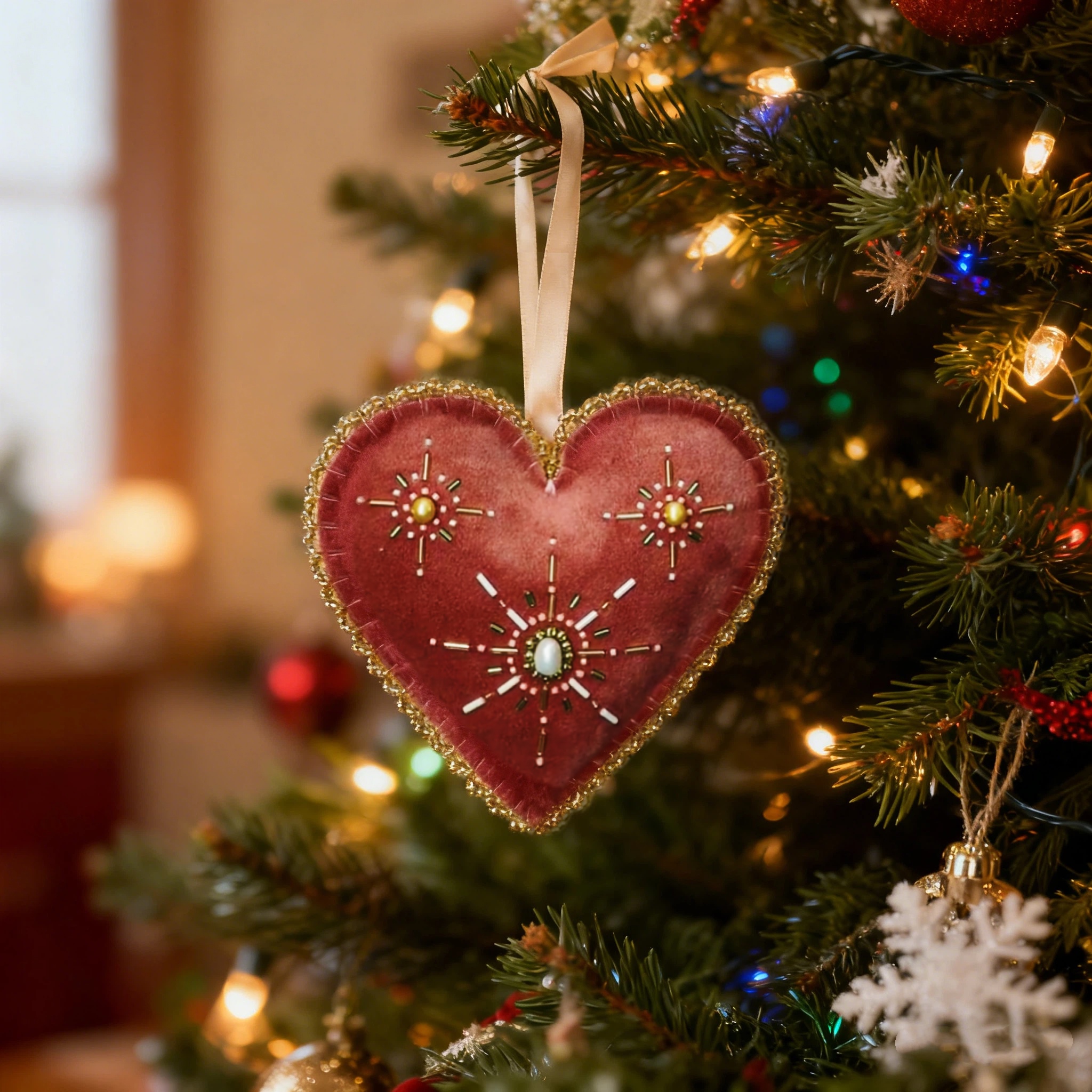 💖Handmade Beaded Heart Ornament