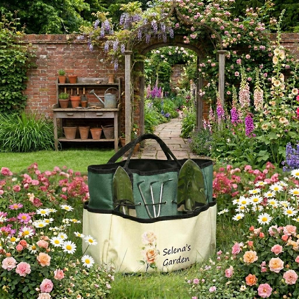 Custom Garden Tote Bag with Tools,Personalized Garden Tote