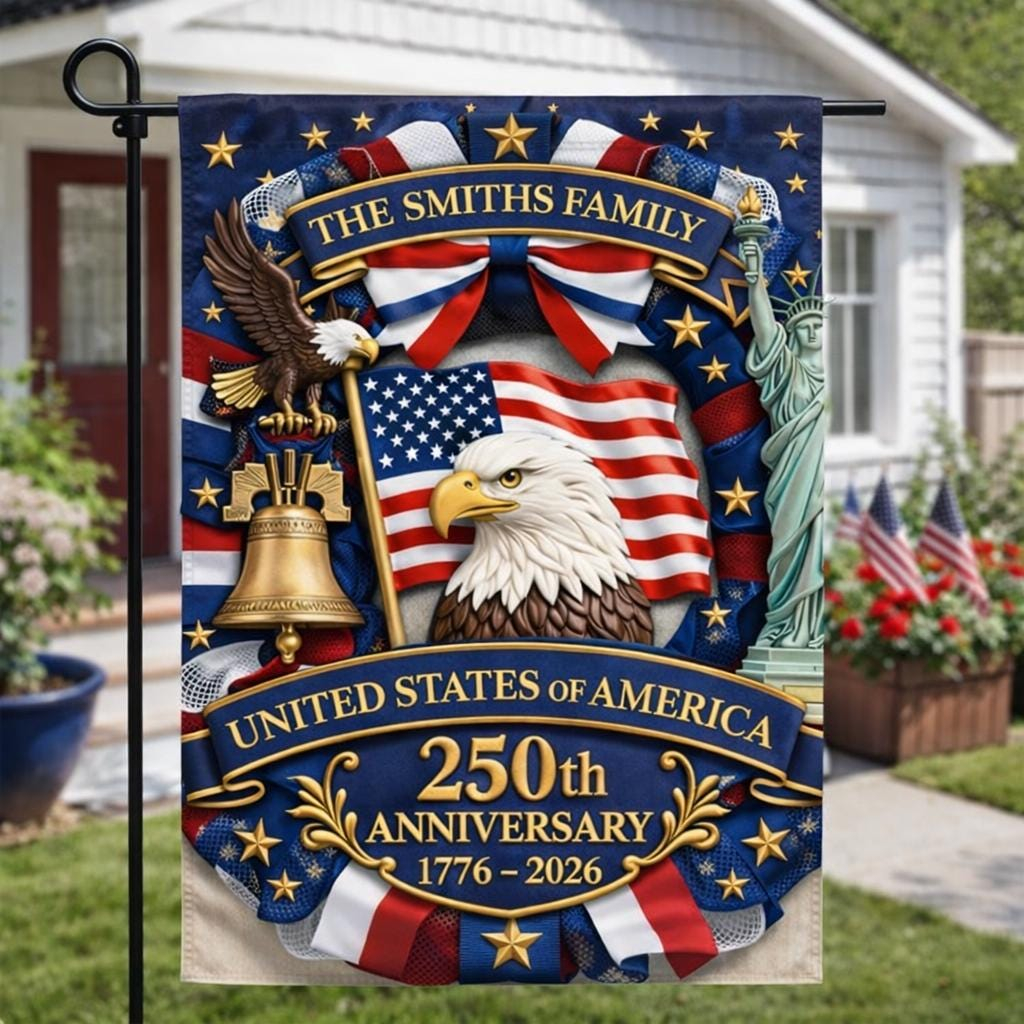 Personalized America 250th Anniversary Garden Flag, 1776-2026 Patriotic Flag