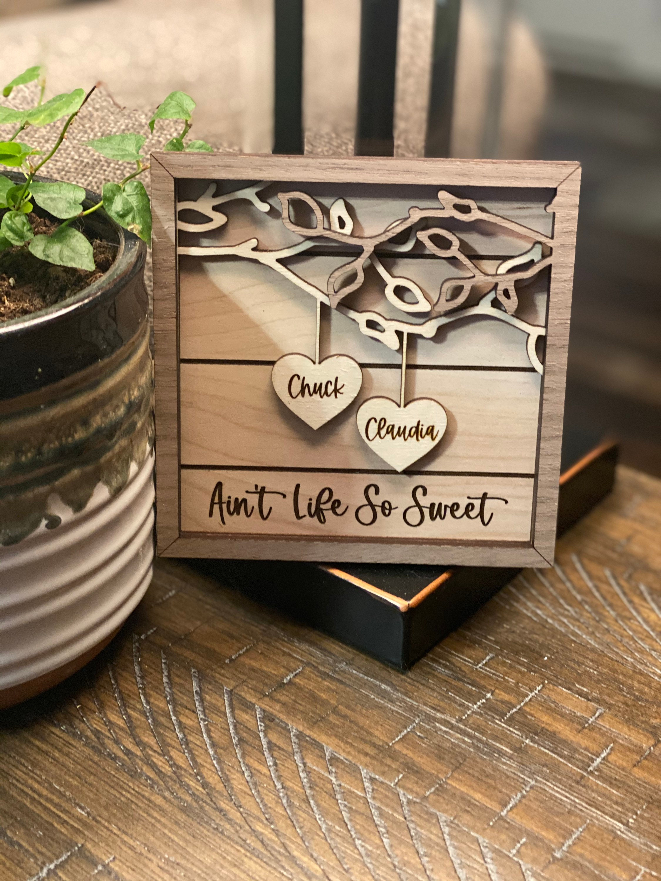 Personalized Wooden Sign | 3D Couple's Names | Wedding Gift | Anniversary Gift