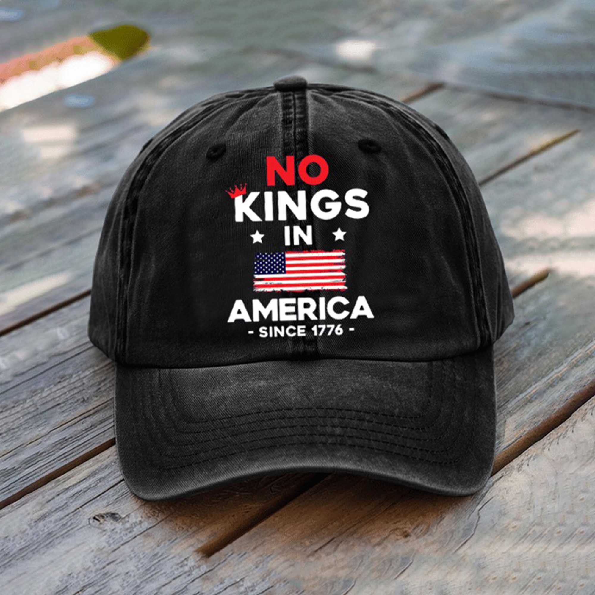 No King In America Since 1776 Printed Hat