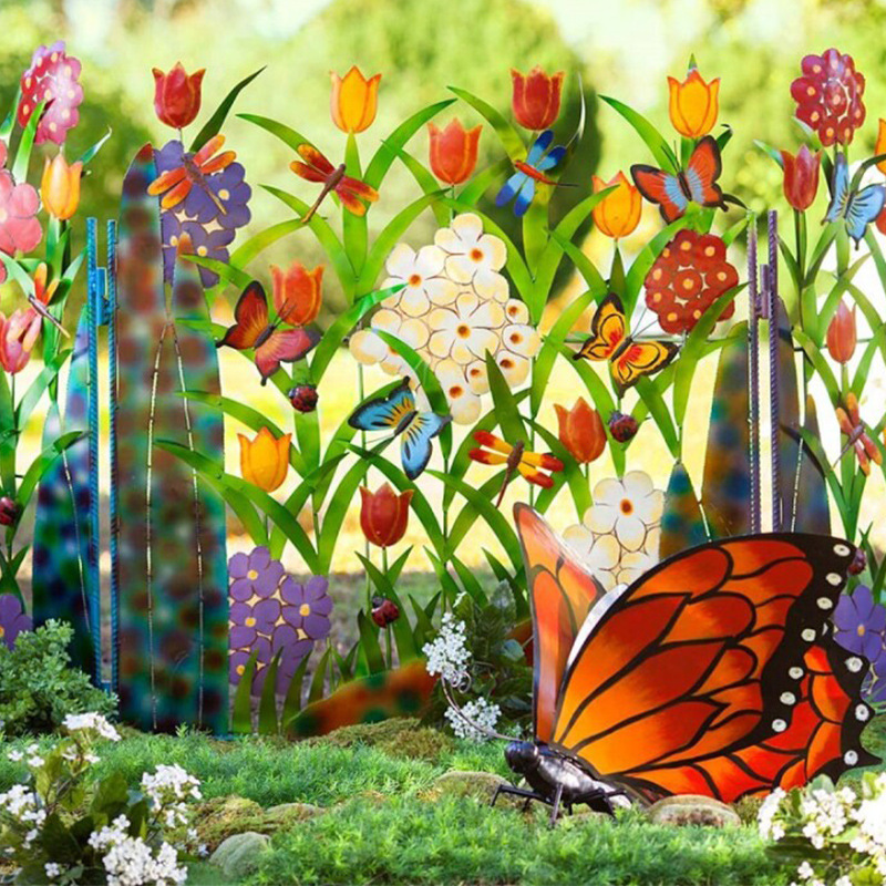 🔥School Season Hot Sale💐Colorful Metal 3-Panel Flower Garden Screen