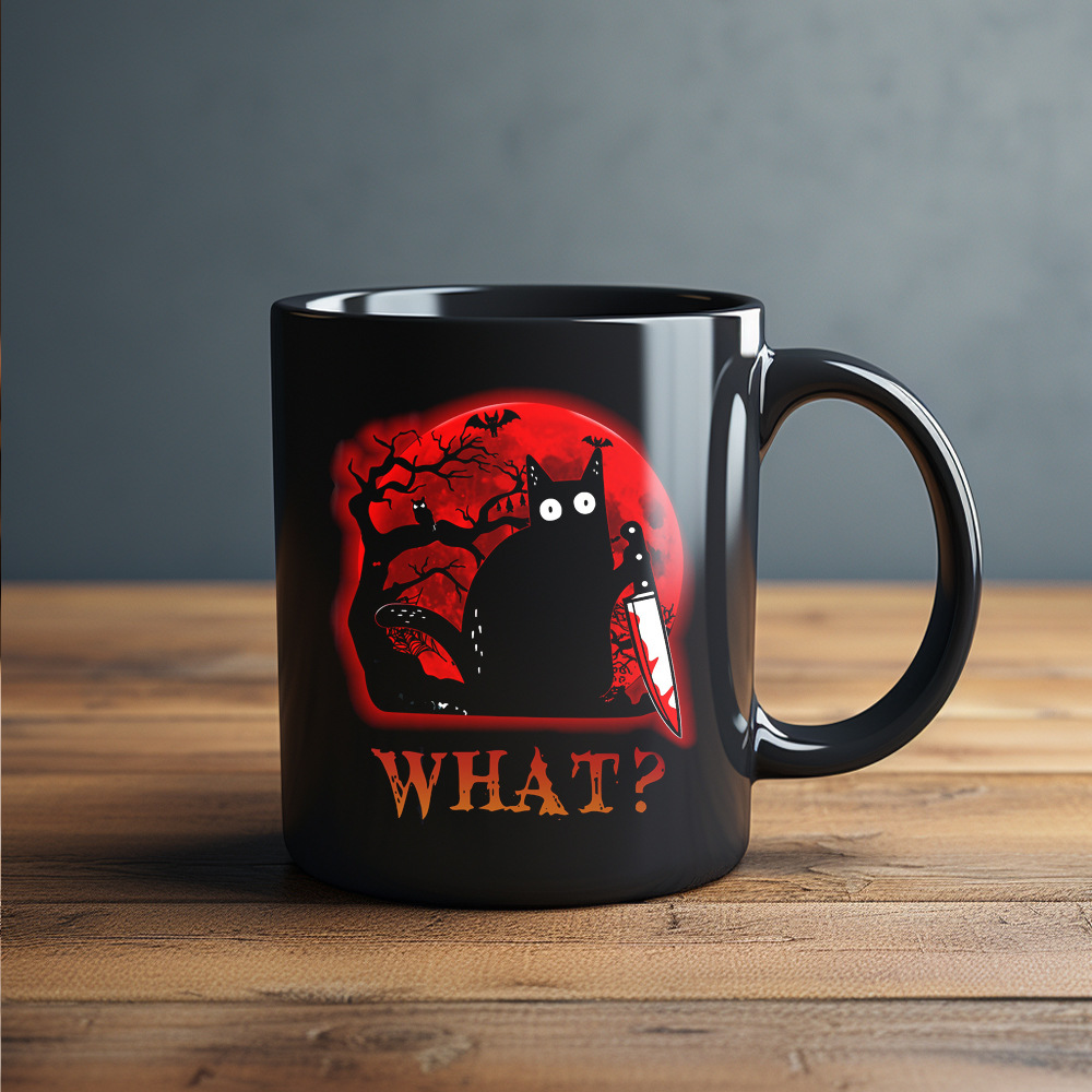 🌙 Halloween Midnight Mystery Black Cat Mug🖤