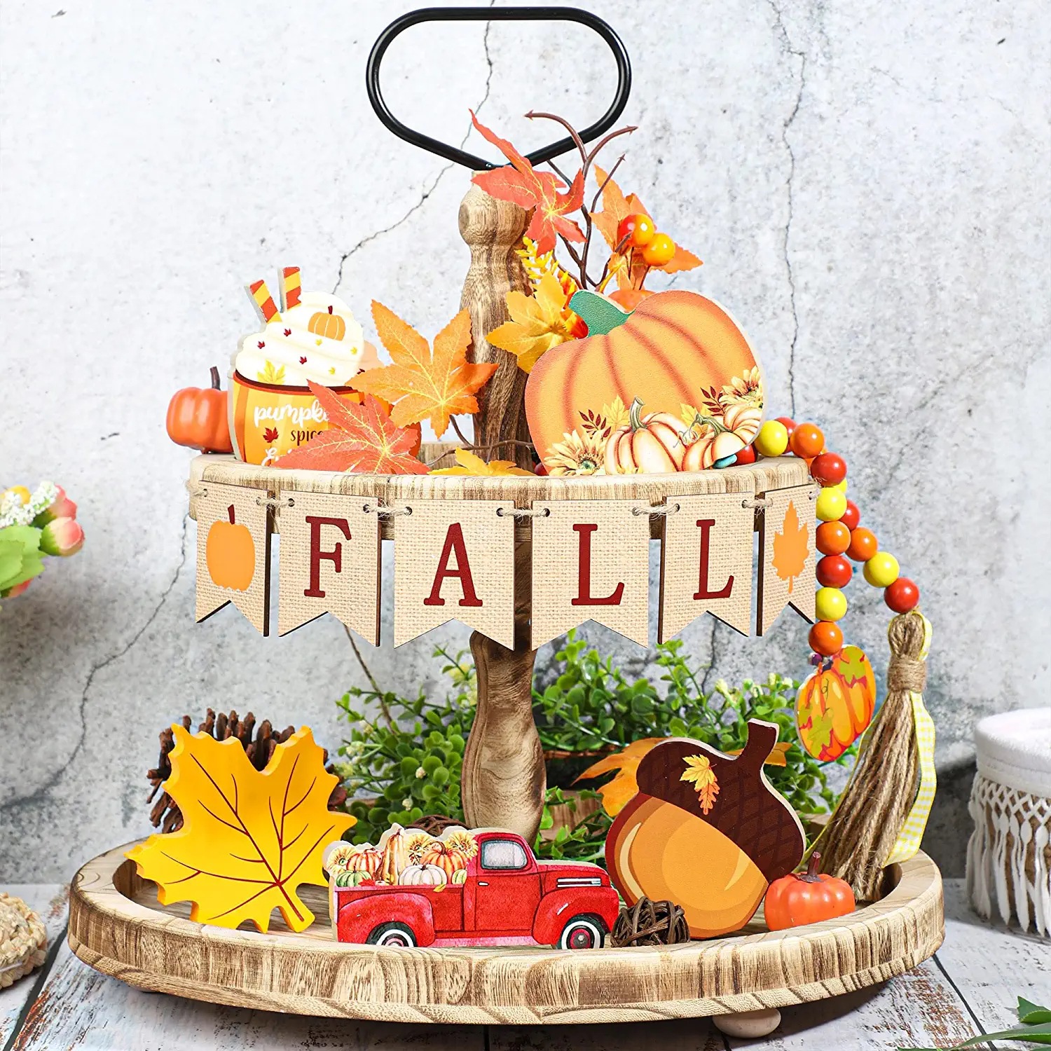 Fall Tiered Tray Decor Set