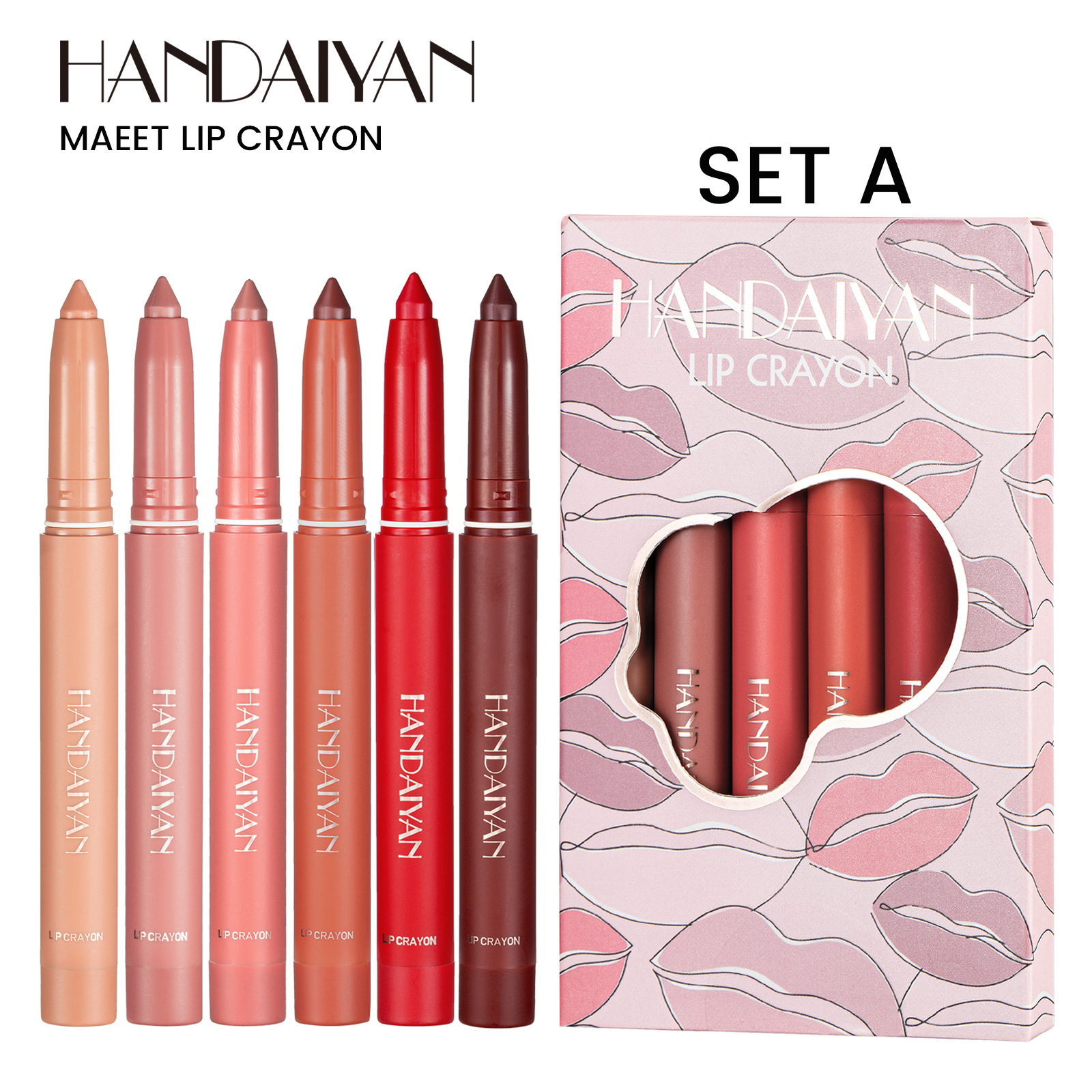 HANDAIYAN™12 Color Rotating Sharpenable Matte Lipstick Pencils