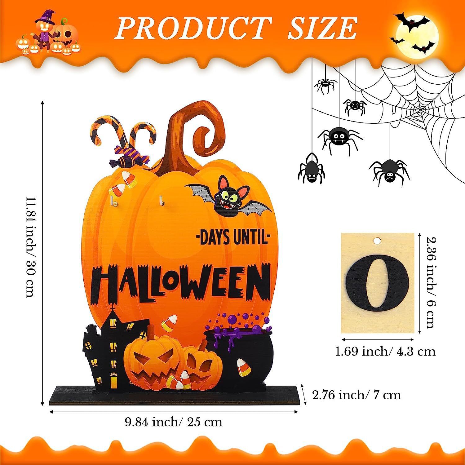 🔥School Season Hot Sale🎃2023 Wooden Halloween Pumpkin Countdown Calendar⏳