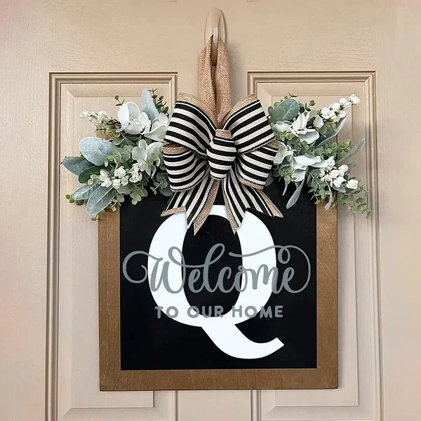 Last Name Year Round Front Door Wreath