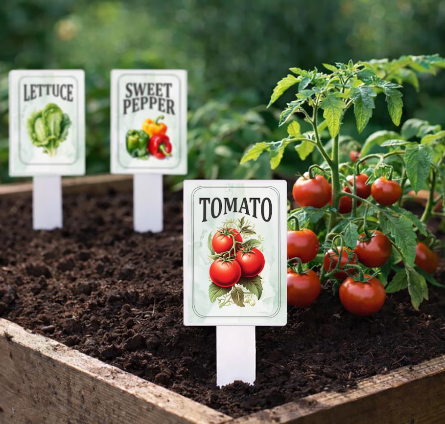 Garden Plant Markers – Waterproof PVC Vegetable Labels for Raised Beds & Garden Rows