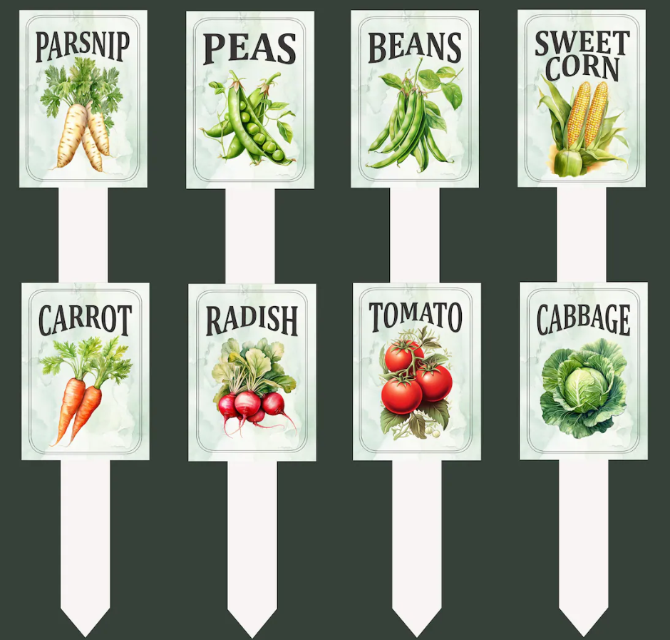 Garden Plant Markers – Waterproof PVC Vegetable Labels for Raised Beds & Garden Rows