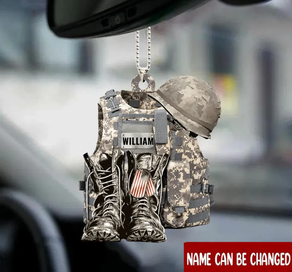 Military Uniform Ornament, Boots & Hat Personalized Flat Ornament 2D Flat Ornament