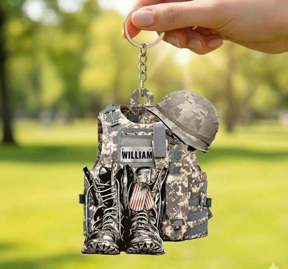 Military Uniform Ornament, Boots & Hat Personalized Flat Ornament 2D Flat Ornament