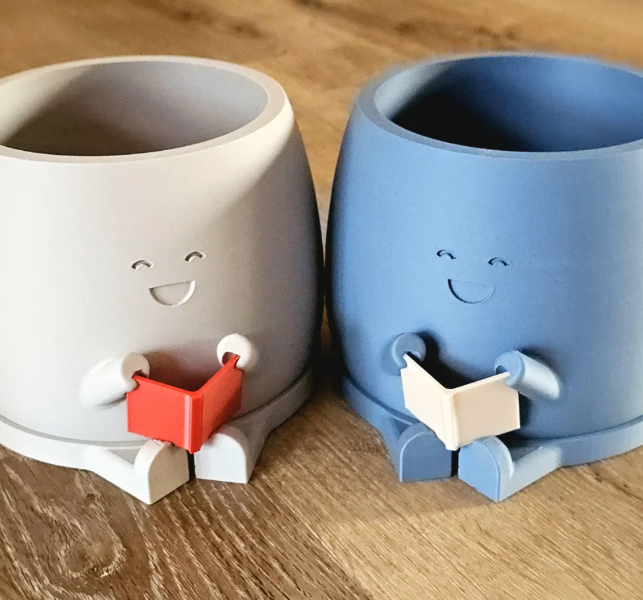 Cute Reading Buddy Planter Pot – Funny Book Lover Plant Holder for Indoor Decor